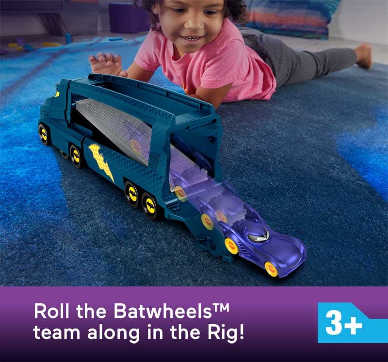 Batwheels Batwheels Bat-Rig, Camion Trasportatore con Veicolo Batmobile