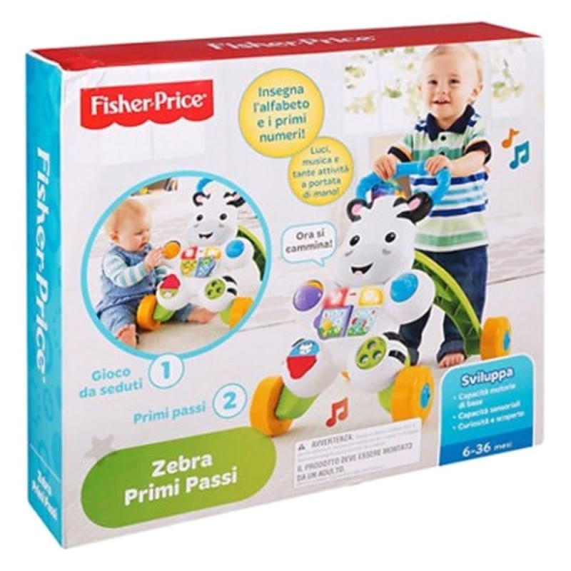 Giocattoli Fisher Price Zebra Primi Passi, Spingibile per Imparare a Camminare