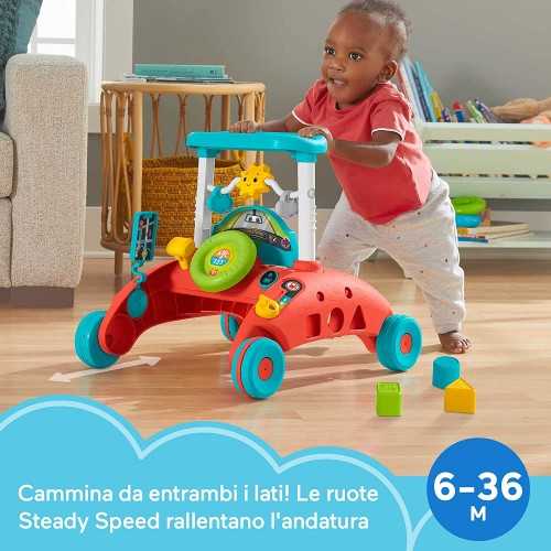 Giocattoli Fisher-Price Primi Passi al Volante, Carrellino per Imparare a Camminare Fisher Price Zebra Primi Passi, Spingibile per Imparare