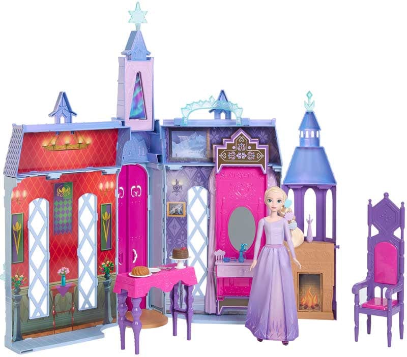 Case delle bambole Frozen Castello Portatile di Arendelle, include nuova bambola Elsa Frozen 2 Castello Portatile di Elsa | Palazzo di Ghiaccio
