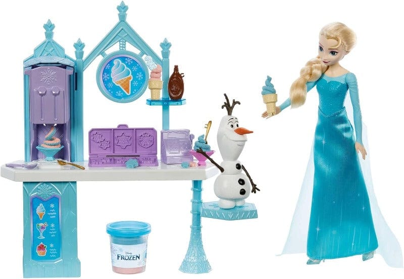 Bambole Disney Frozen Carretto dei Gelati di Elsa e Olaf, playset con pasta modellabile e Accessori - HMJ48