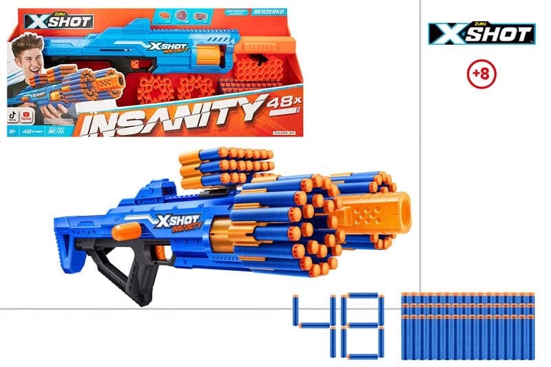 Gadget e armi giocattolo X-Shot Insanity Berzerko, Blaster con 48 Dardi X-Shot Crusher con 49 dardi Inclusi - The Toys Store