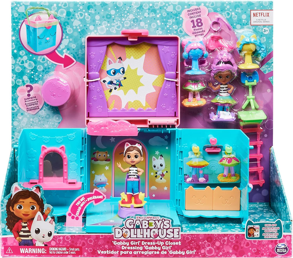 Bambole, playset e giocattoli Gabby's Dollhouse Rainbow Closet, Playset portatile con bambola Gabby e accessori Gabby's Dollhouse Rainbow Closet, Playset portatile con bambola