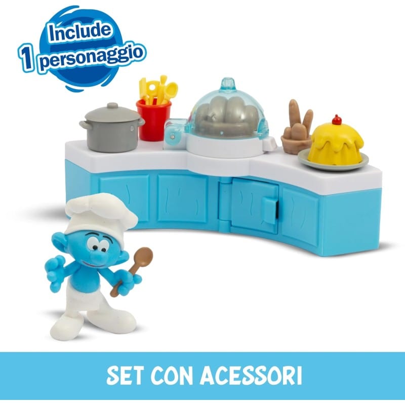 Action Figures Giochi Preziosi- I Puffi mini Playset con Puffo Chef