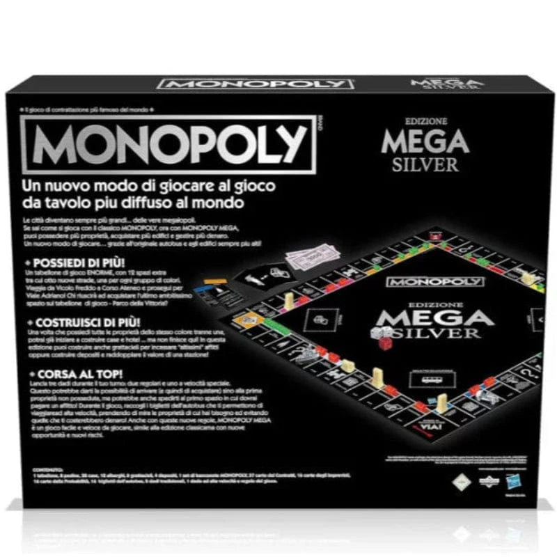 gioco di società Gioco da tavolo Monopoly  Edizione Mega Silver Gioco da tavolo Monopoly  Edizione Mega Silver