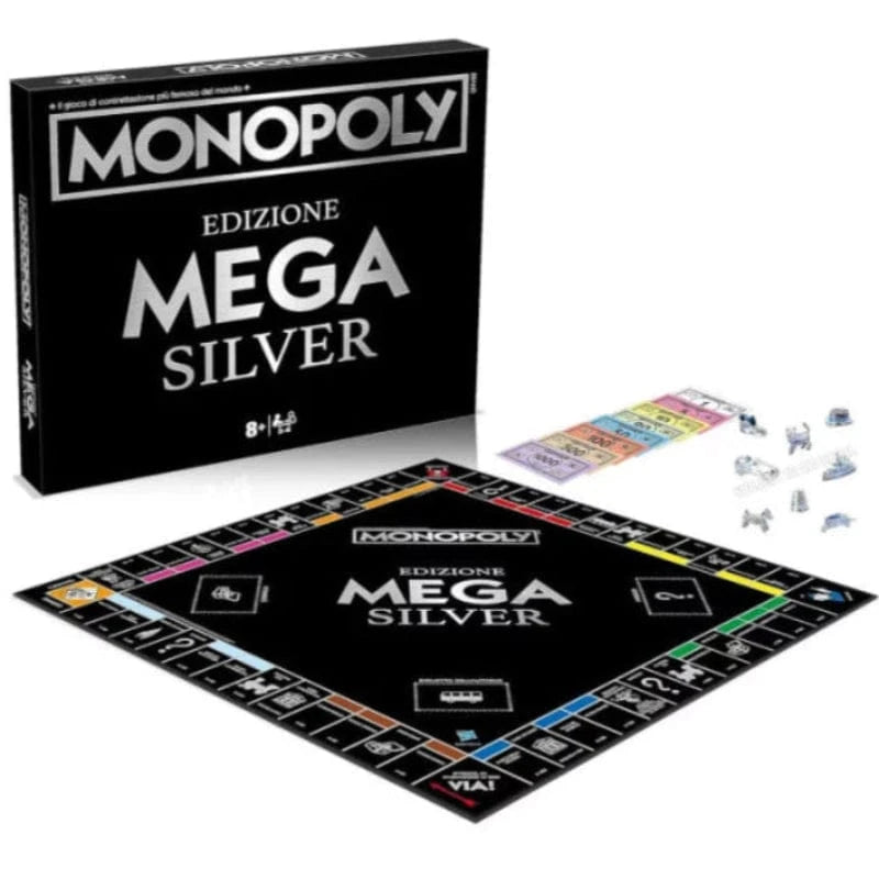 gioco di società Gioco da tavolo Monopoly  Edizione Mega Silver Gioco da tavolo Monopoly  Edizione Mega Silver