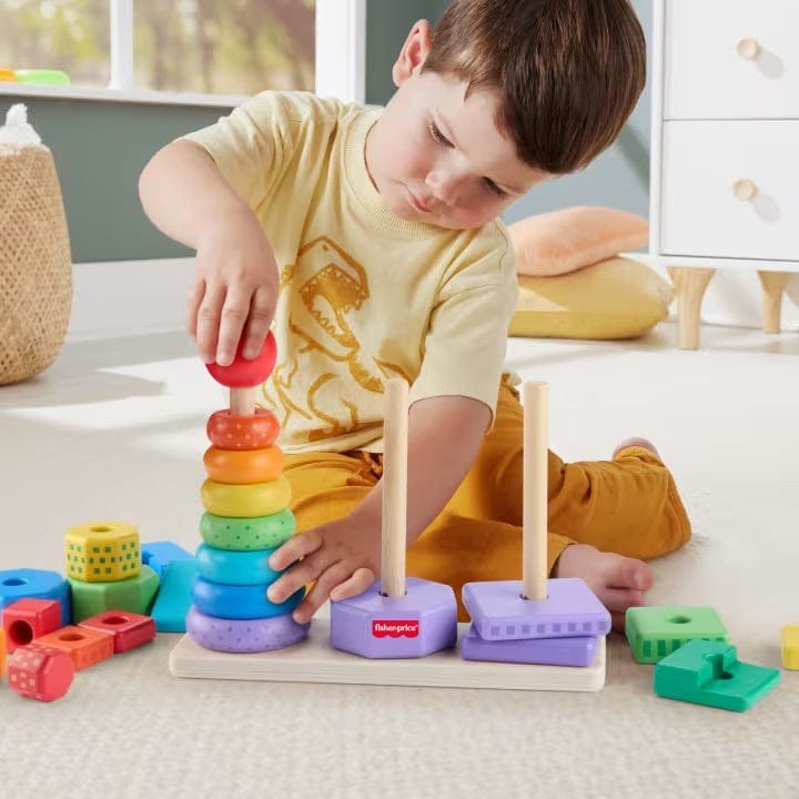 Giochi da ordinare e impilare Set 3 Piramidi impilabili, 26 Pezzi in Legno +18 Mesi - Fisher Price Set 3 Piramidi impilabili, 26 Pezzi in Legno +18 Mesi - Fisher Price