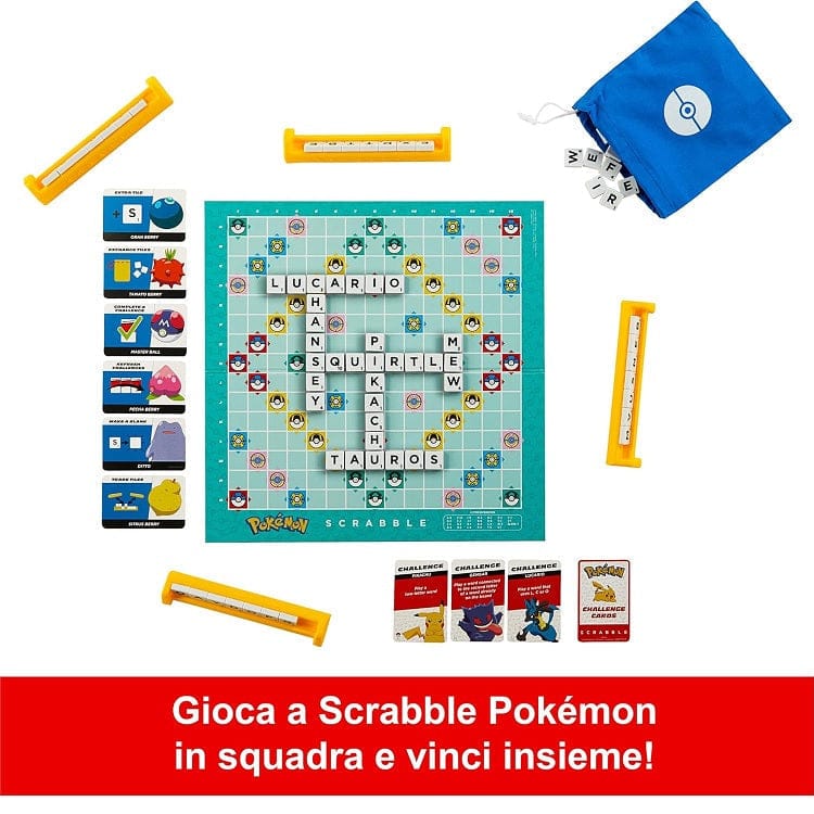 Giochi di società Scarabeo Pokémon, il gioco da tavolo delle parole crociate con 50 sfide dei personaggi Pokémon, versione italiana Scarabeo Pokémon, il gioco da tavolo delle parole crociate con 50 sfide dei personaggi Pokémon, versione italiana