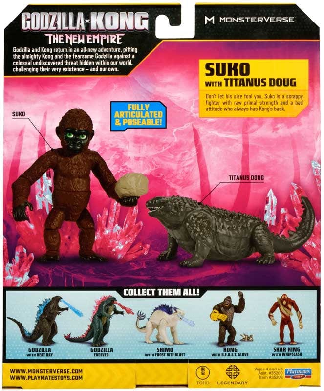 Action Figures Godzilla x Kong il Nuovo Impero, Soku e Doug personaggi da 8cm