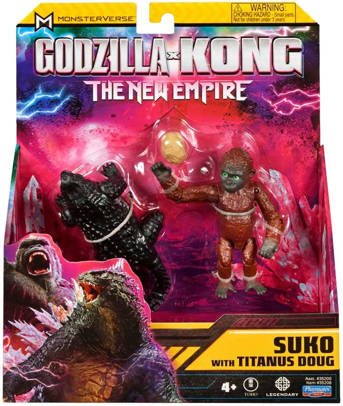 Action Figures Godzilla x Kong il Nuovo Impero, Soku e Doug personaggi da 8cm