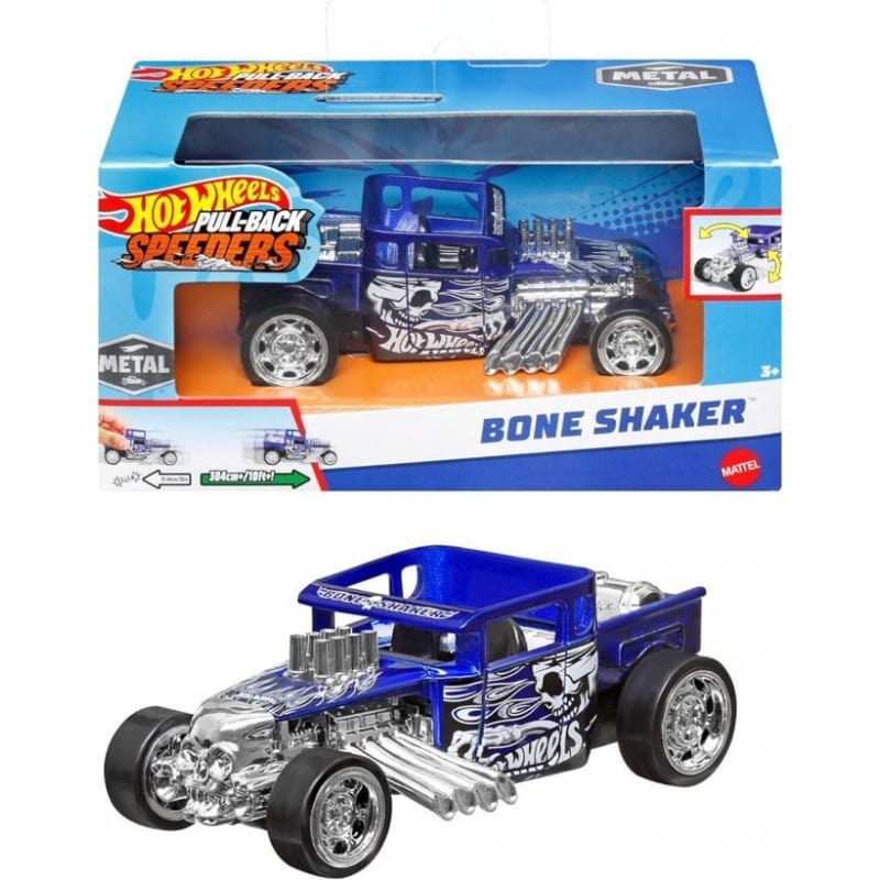 macchinine Hot Wheels Modellini Auto in Scala 1:43 Pull & Back, con parti apribili 3+