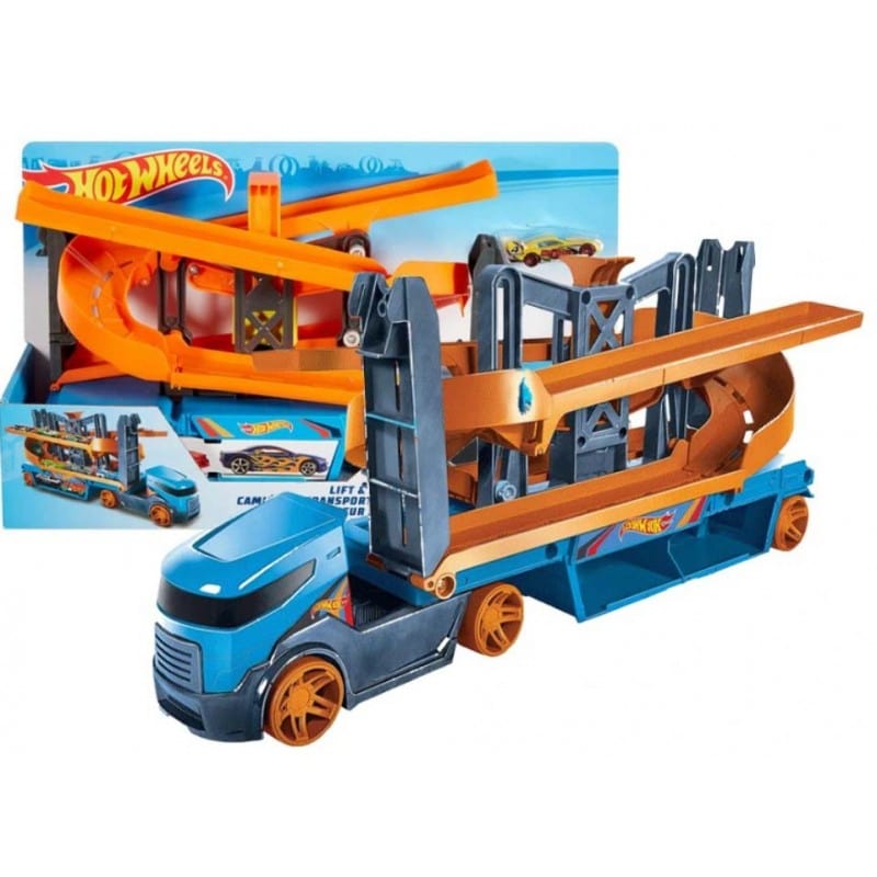 macchinine Hot Wheels Camion Trasportatore con Veicolo, Playset Solleva e Lancia GNM62 Hot Wheels Monster Truck Mover - Trasportatore con