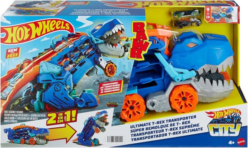macchinine Hot Wheels Mega T-Rex Trasportatore Trasformabile con Luci e Suoni