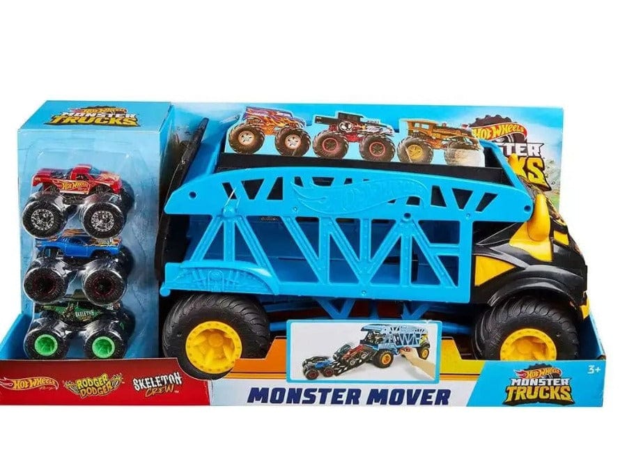 macchinine Hot Wheels Monster Truck Mover - Trasportatore con 3 Veicoli Hot Wheels Camion | Monster Truck Porta macchinine