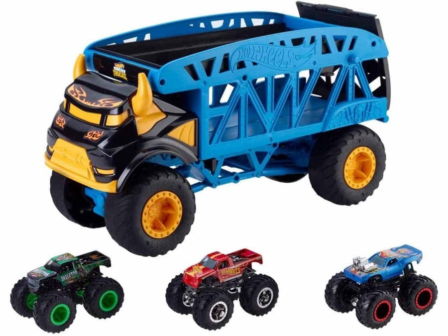 macchinine Hot Wheels Monster Truck Mover - Trasportatore con 3 Veicoli Hot Wheels Camion | Monster Truck Porta macchinine