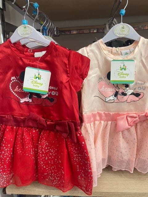 Abito Minnie Mouse Ricamato Maniche Lunghe – Bimba – Rosso – Nuovo