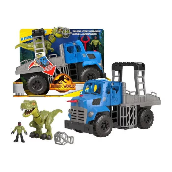 dinosauri Jurassic World Out Dino Hauler, veicolo con Dinosauro e accessori