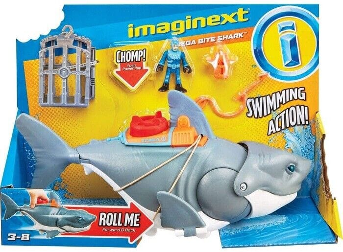 Bambole, playset e giocattoli Imaginext Squalo Mega Morso con Personaggio Subacqueo