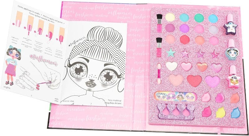 Trousse Influencer Libro Make Up e Smalti per Unghie, Kit di Trucchi per Bambine Libro Make Up e Smalti per Unghie, Kit di Trucchi per Bambine