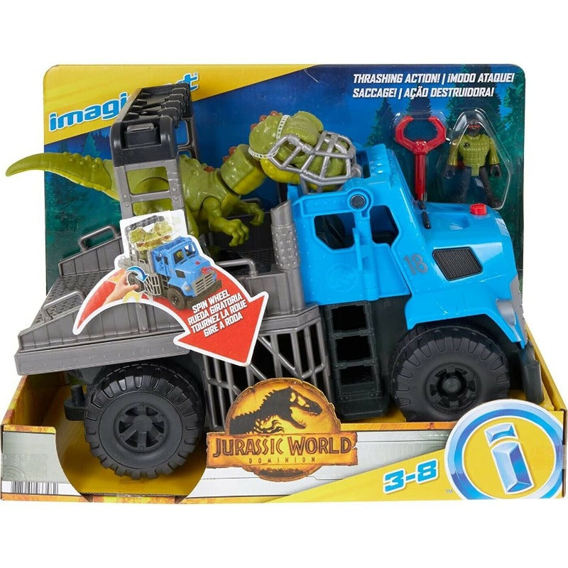 Jurassic World Out Dino Hauler, veicolo con Dinosauro e accessori