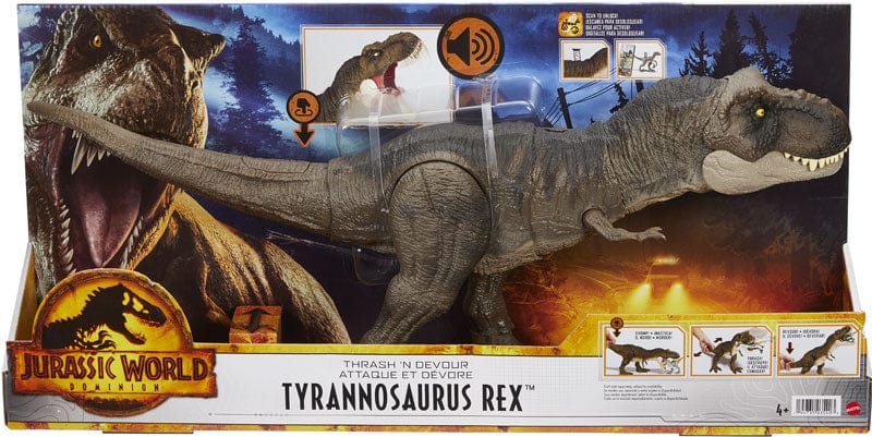 dinosauri Jurassic World T-Rex devasta e divora, Dinosauro con suoni e movimenti