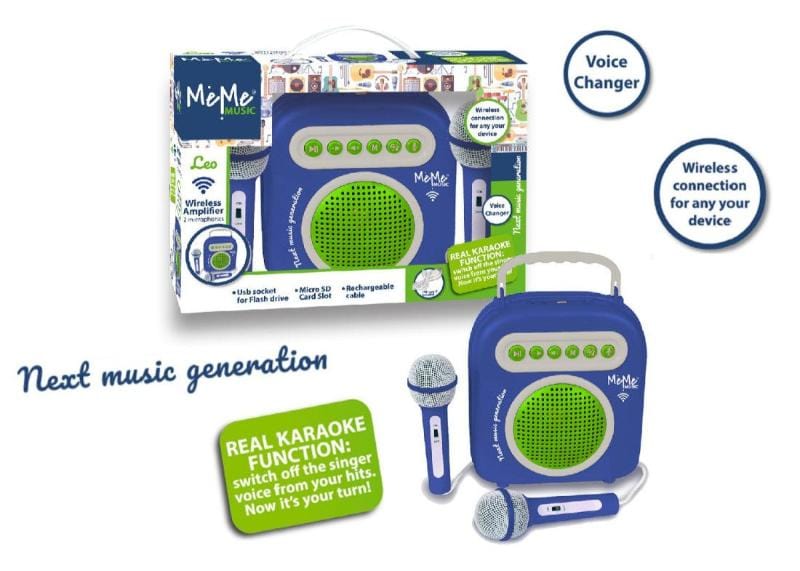 strumenti musicali Karaoke Wireless include Altoparlante e 2 Microfoni - MeMe Music