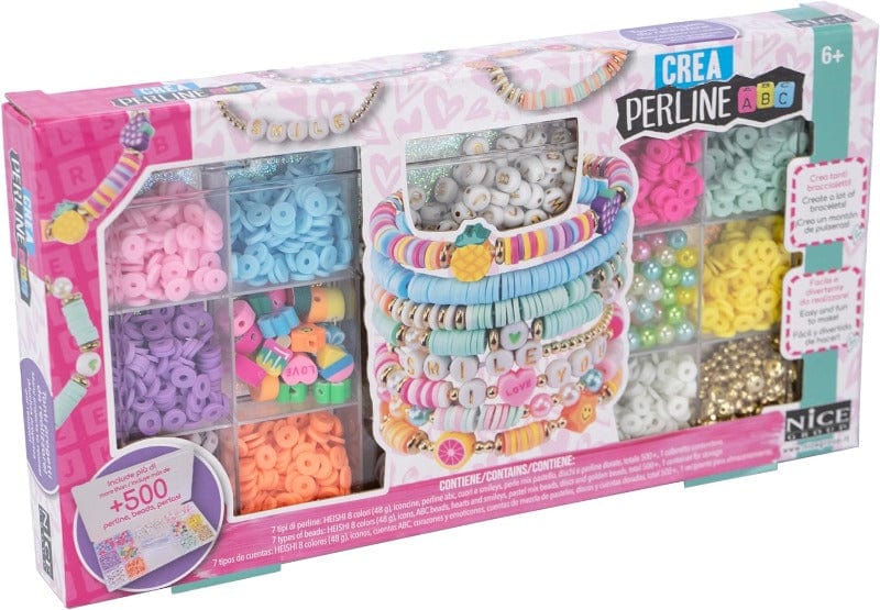 Giocattoli Fashion Set Maxi Crea Bracciali e Collanine con Perline ABC - Nice Crea Bracciali con Perline ABC Fluo - The Toys Store