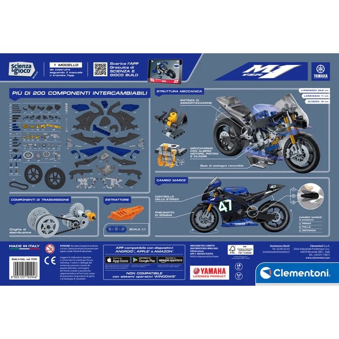 Giocattoli educativi Clementoni Scienza e Gioco Build, Set Costruzioni Moto Sportiva Yamaha M1 YZR