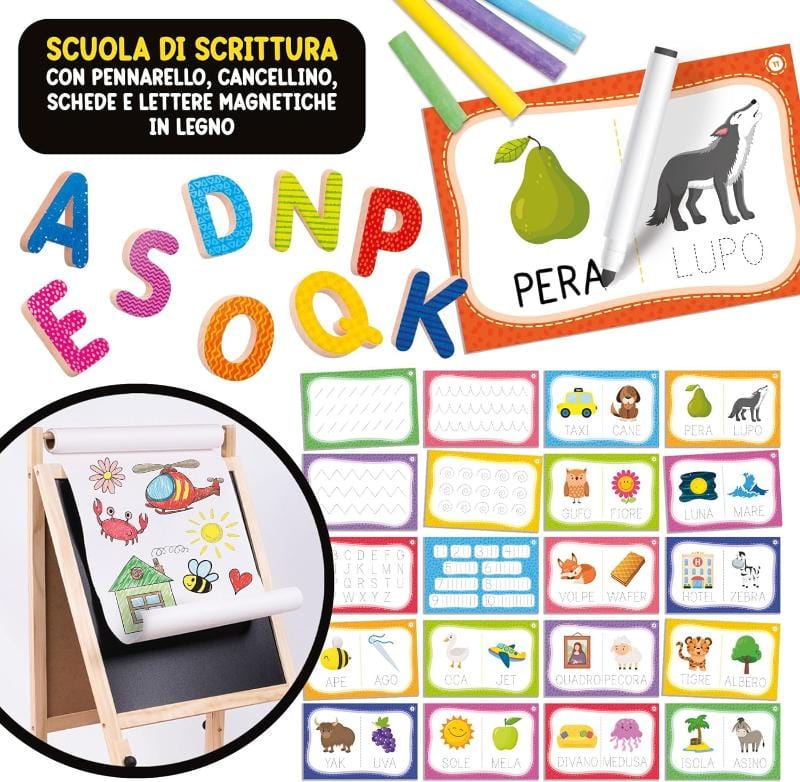 Giocattoli educativi Montessori Lavagna in Legno Cresce con Te - Lisciani Lavagnona