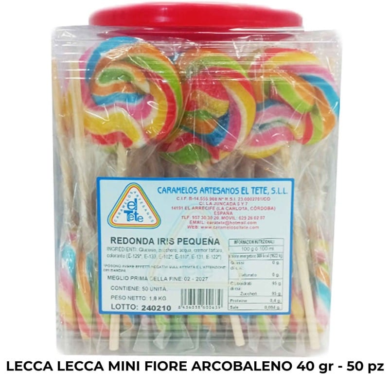 Party Lecca Lecca Mini Fiore Arcobaleno 40gr 50pz Lecca Lecca Mini Fiore Arcobaleno 40gr 50pz