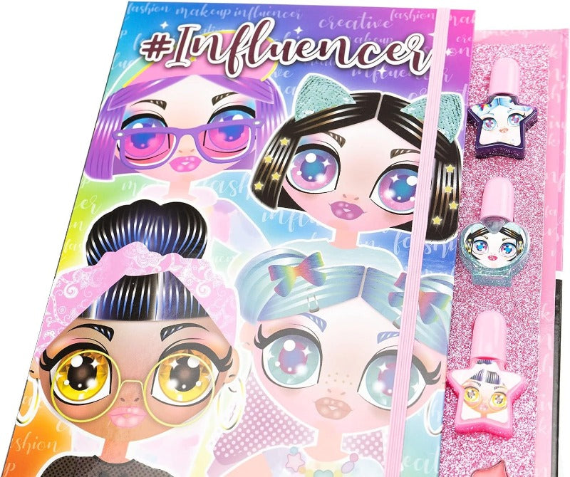 Trousse Influencer Libro Make Up e Smalti per Unghie, Kit di Trucchi per Bambine Libro Make Up e Smalti per Unghie, Kit di Trucchi per Bambine