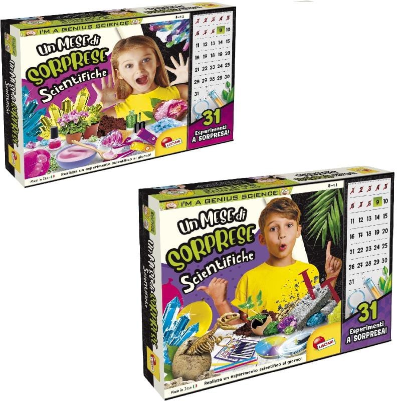 Kit scientifici e di esplorazione Lisciani  I'm a Genius, Un Mese di sorprese scientifiche Bambino e Bambina Lisciani, Un Mese di sorprese scientifiche Bambino e Bambina