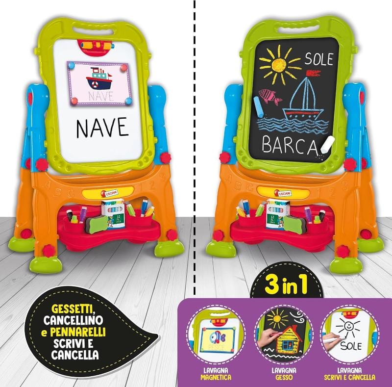 Giocattoli artistici e da disegno Lavagna per Bambini 2 in 1 con Gessetti, Pennarelli e Schede Educative Lisciani Lavagna per Bambini 2 in 1 con Gessetti, Pennarelli e Schede Educative Lisciani