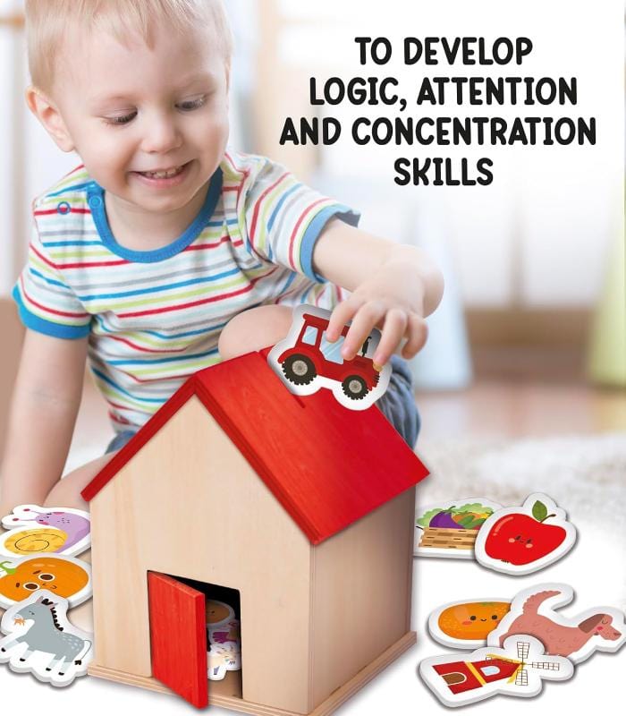 Giocattoli educativi Montessori Baby Wood on the Farm, Gioco in Legno Educativo 3-6 Anni