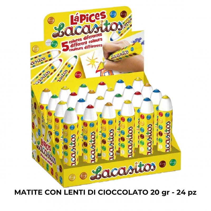 Party Matite con Lenti di Cioccolato 20gr Expo da 24pz Matite con Lenti di Cioccolato 20gr Expo da 24pz