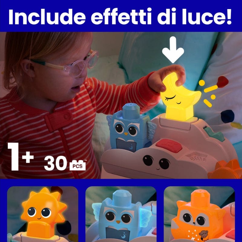 Giocattoli musicali Mega Blocks Luce Notturna Rise & Snooze Mega Blocks Luce Notturna Rise & Snooze