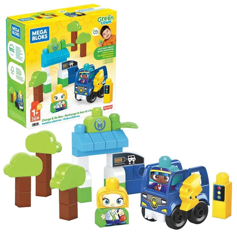 Blocchi a incastro Mega Bloks - Set Costruzioni Green Town, 36 Blocchi Grandi per Bambini da 1 Anno in sù