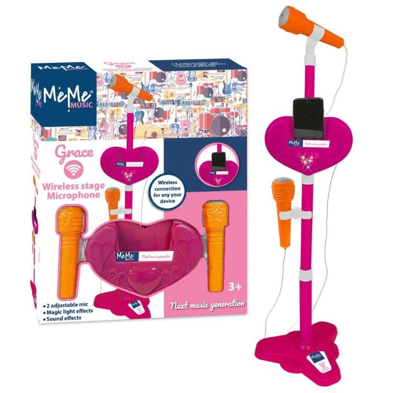 strumenti musicali Microfono con Asta da palcoscenico, Set 2 Microfoni Wireless per bambini