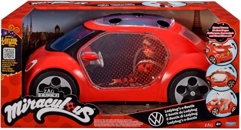 Bambole Miraculous Ladybug Bambola con Macchina Volkswagen E- Beetle