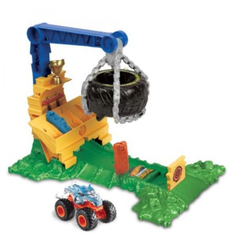 macchinine Hot Wheels Monster Trucks - Sfida Demolizione del Carico Rhinomite, playset Arena degli Scontri Hot Wheels Monster Trucks - Sfida Demolizione del Carico Rhinomite, playset Arena degli Scontri