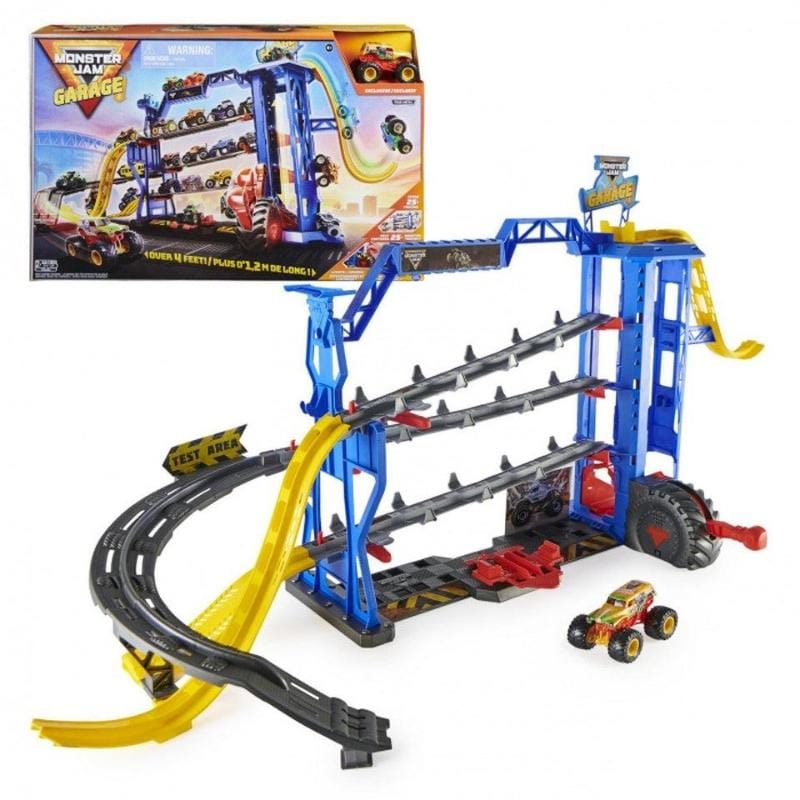 macchinine Monster Jam Mega Garage 1,2 metri con luci e suoni, Include un Veicolo in Metallo Monster Jam Mega Garage 1,2 metri con luci e suoni, Include Veicolo