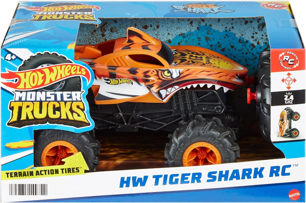 Giocattoli telecomandati Hot Wheels Monster Trucks Tiger Shark 1:24
