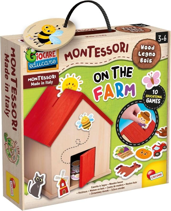 Giocattoli educativi Montessori Baby Wood on the Farm, Gioco in Legno Educativo 3-6 Anni