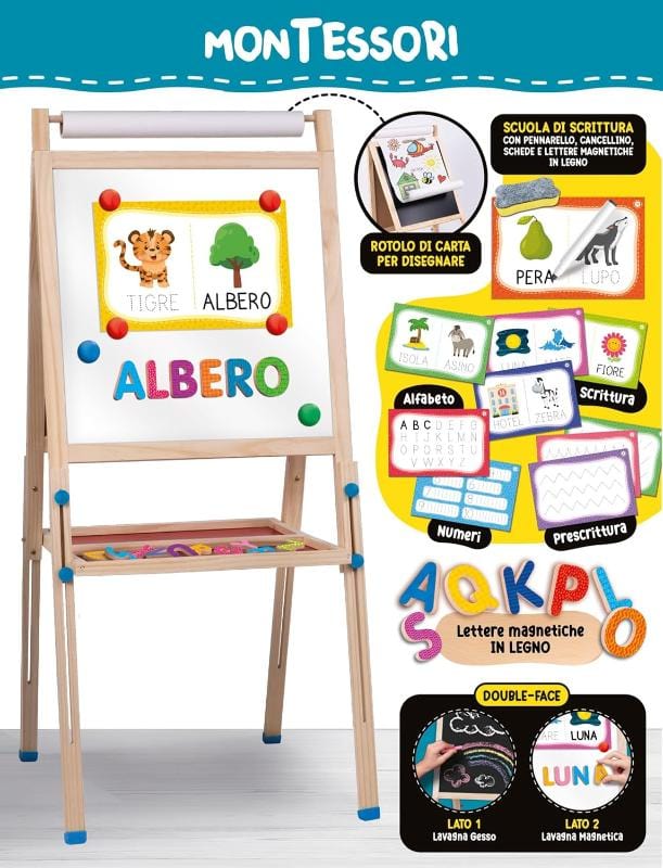 Giocattoli educativi Montessori Lavagna in Legno Cresce con Te - Lisciani Lavagnona