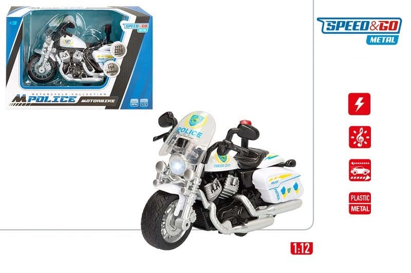 macchinine Moto della Polizia a Retrocarica con Luci e Suoni