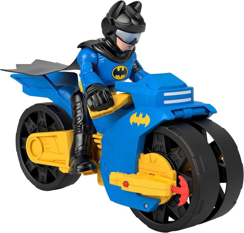 Bambole, playset e giocattoli Batmoto XL e Batman, Set con moto a spinta e personaggio Batman XL Batmobile con Funzione lanciatore, Batman Veicolo