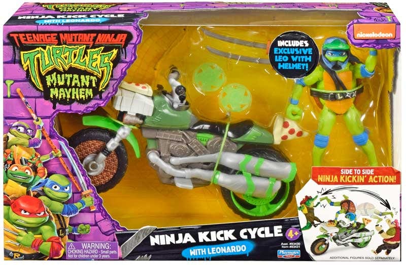 Action Figures Tartarughe Ninja Moto Kick Cycle, include personaggio Leonardo con Funzione Tartarughe Ninja Moto Kick Cycle, include personaggio Leonardo