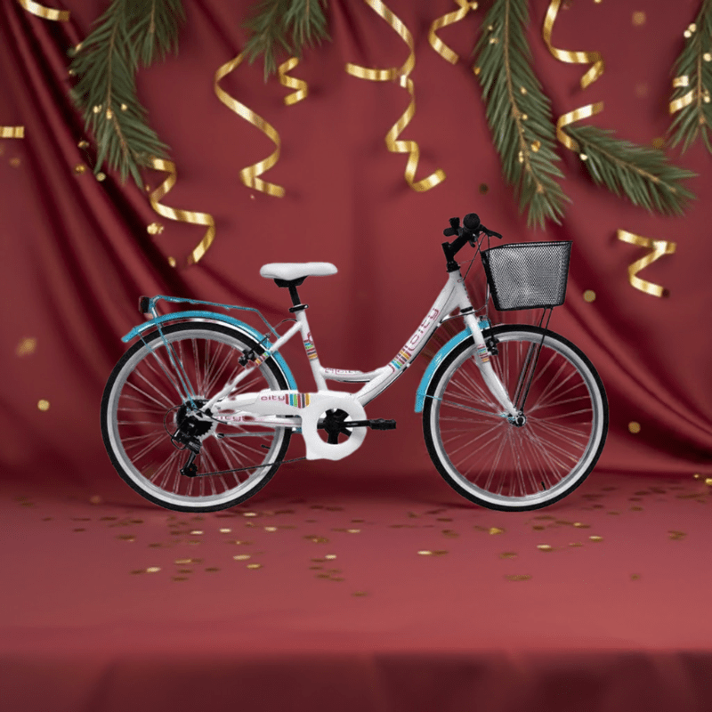 Biciclette Bicicletta Ragazza 24 pollici Modello City, Cambio Shimano Età 10-15 Anni Bicicletta Ragazza 24 Modello City, Mountain Bike con Cesto