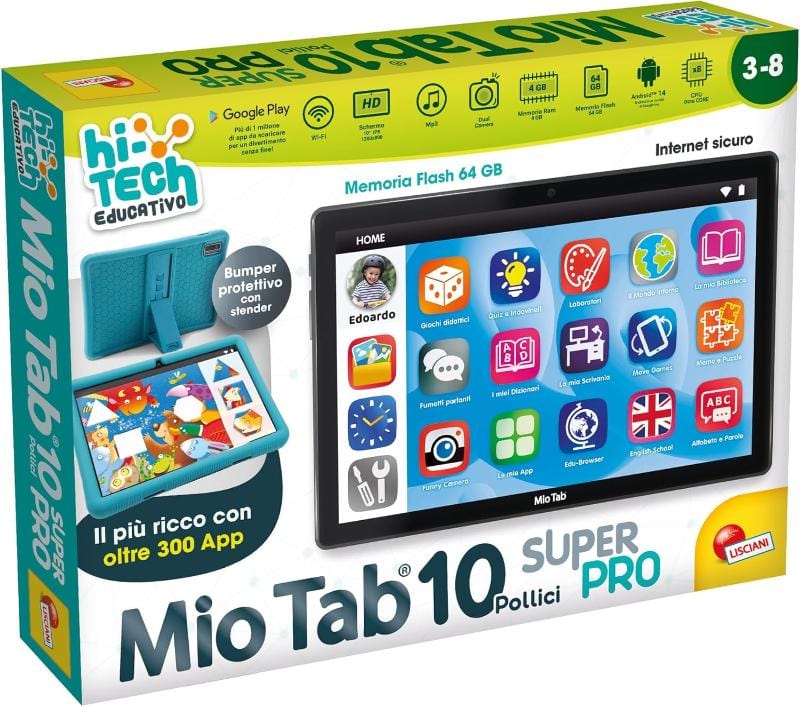 Tablet per Bambini Lisciani-Mio Tab 10 Pollici Super Pro 2024, Tablet per Bambini 3-8 Anni Lisciani-Mio Tab 10 Pollici Super Pro 2024, Tablet per Bambini 3-8 Anni