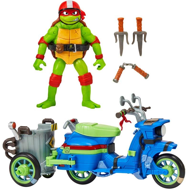 Action Figures Tartarughe Ninja Battle Cycle, Veicolo con personaggio Raffaello